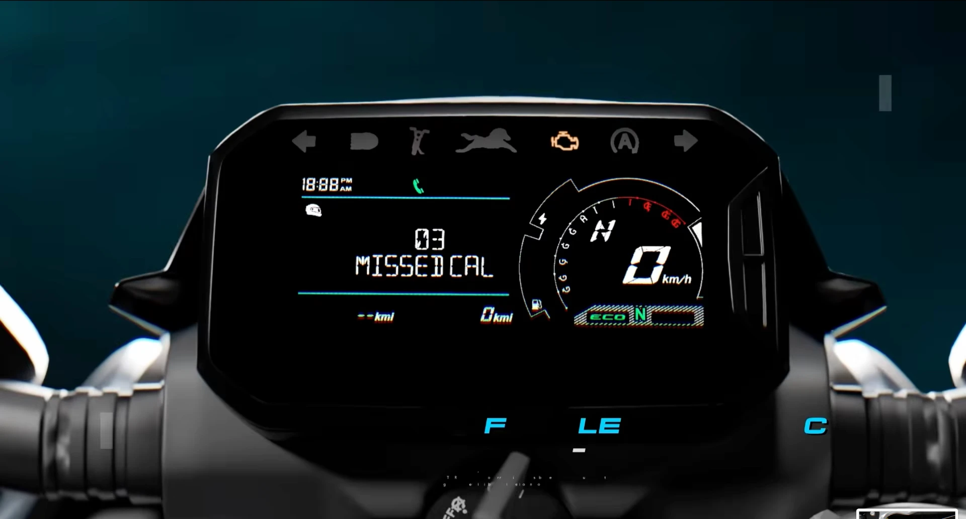 Raider digital instrument cluster rendered in CGI