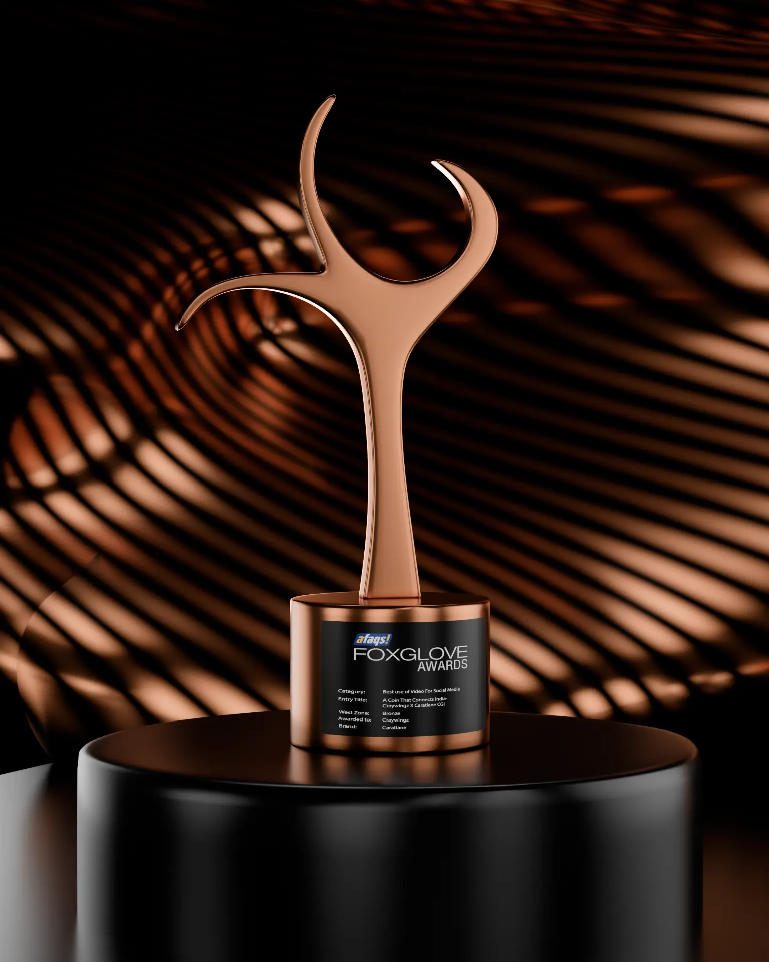 afaqs! Foxglove Awards trophy for A Coin That Connects India